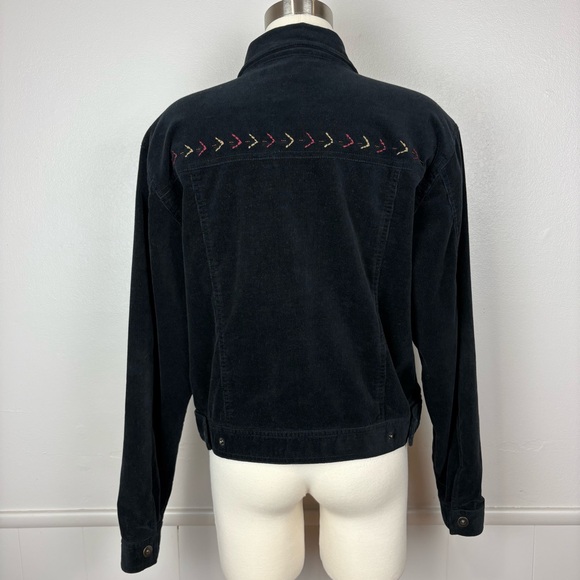 Carole Little Sport Azteca Corduroy Jacket Size 14 Black Beaded Native American - Picture 12 of 17